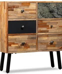 vidaXL Side Cabinet with 6 Drawers 70x30x76 cm Solid Reclaimed Teak