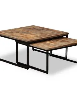 vidaXL 2 Piece Nesting Coffee Table Set Solid Reclaimed Teak