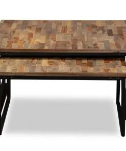 vidaXL 2 Piece Nesting Coffee Table Set Solid Reclaimed Teak