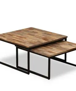 vidaXL 2 Piece Nesting Coffee Table Set Solid Reclaimed Teak