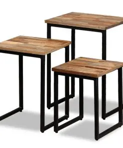 vidaXL 3 Piece Nesting Coffee Table Set Solid Reclaimed Teak