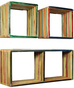 vidaXL Wall Shelf Set 3 pcs Multicolour Solid Reclaimed Teak