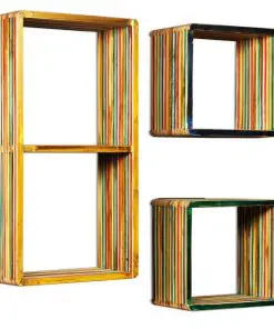 vidaXL Wall Shelf Set 3 pcs Multicolour Solid Reclaimed Teak