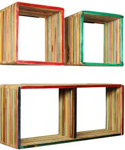 vidaXL Wall Shelf Set 3 pcs Multicolour Solid Reclaimed Teak