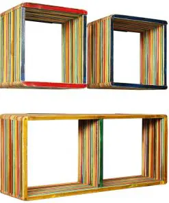 vidaXL Wall Shelf Set 3 pcs Multicolour Solid Reclaimed Teak