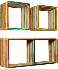 vidaXL Wall Shelf Set 3 pcs Multicolour Solid Reclaimed Teak