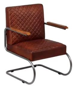 vidaXL Armchair Dark Brown Genuine Leather