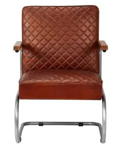 vidaXL Armchair Dark Brown Genuine Leather