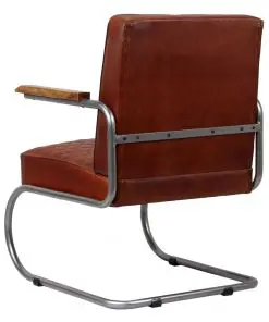 vidaXL Armchair Dark Brown Genuine Leather
