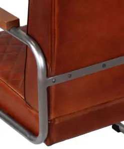 vidaXL Armchair Dark Brown Genuine Leather