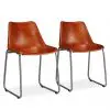 vidaXL Dining Chairs 2 pcs Brown Real Leather