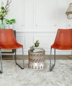 vidaXL Dining Chairs 2 pcs Brown Real Leather