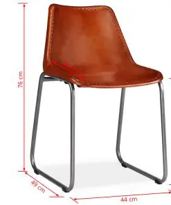 vidaXL Dining Chairs 2 pcs Brown Real Leather