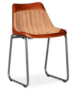 vidaXL Dining Chairs 2 pcs Brown and Beige Real Leather and Canvas