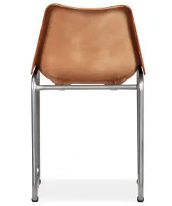 vidaXL Dining Chairs 2 pcs Brown and Beige Real Leather and Canvas