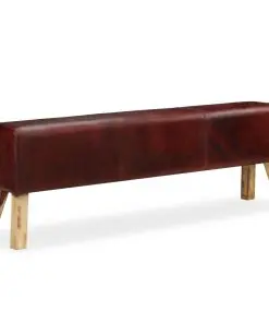 vidaXL Bench Genuine Leather Brown 160x28x50 cm