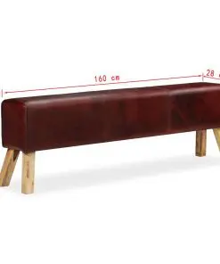 vidaXL Bench Genuine Leather Brown 160x28x50 cm