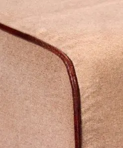 vidaXL Bench Genuine Leather and Canvas Beige and Brown 160x28x50 cm