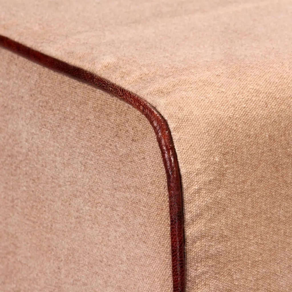 vidaXL Bench Genuine Leather and Canvas Beige and Brown 160x28x50 cm