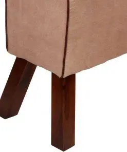 vidaXL Bench Genuine Leather and Canvas Beige and Brown 160x28x50 cm
