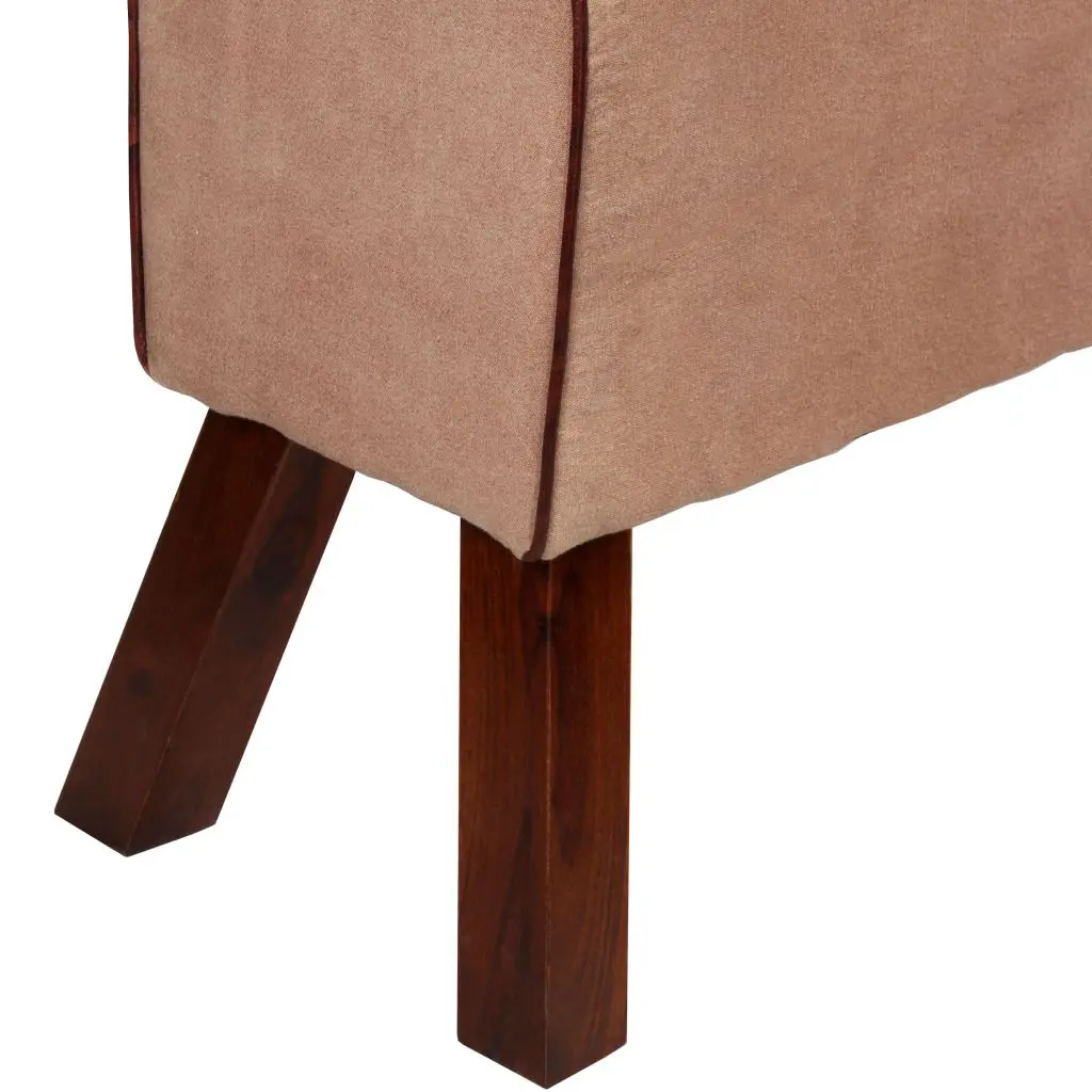 vidaXL Bench Genuine Leather and Canvas Beige and Brown 160x28x50 cm