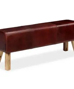 vidaXL Bench Genuine Leather Brown 120x30x45 cm