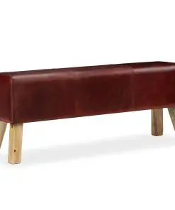 vidaXL Bench Genuine Leather Brown 120x30x45 cm
