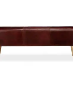 vidaXL Bench Genuine Leather Brown 120x30x45 cm