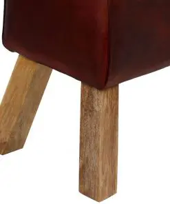 vidaXL Bench Genuine Leather Brown 120x30x45 cm