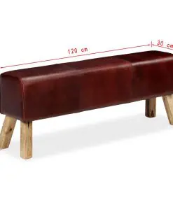 vidaXL Bench Genuine Leather Brown 120x30x45 cm