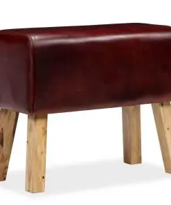 vidaXL Bench Genuine Leather Brown 60x30x50 cm