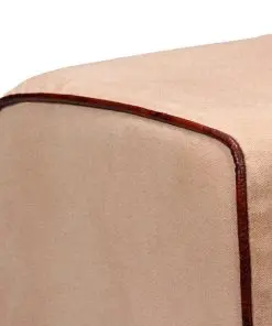 vidaXL Bench Genuine Leather and Canvas Beige and Brown 60x30x50 cm