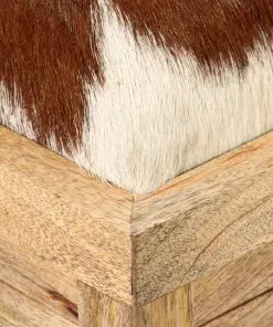 vidaXL Storage Bench Genuine Leather and Solid Mango Wood 80x44x44 cm