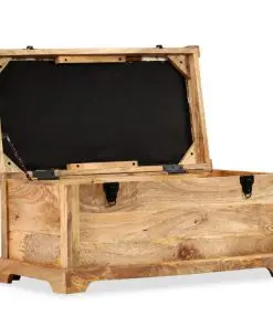 vidaXL Storage Bench Genuine Leather and Solid Mango Wood 80x44x44 cm