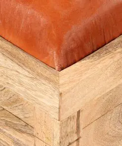 vidaXL Storage Bench Genuine Leather and Solid Mango Wood 80x44x44 cm