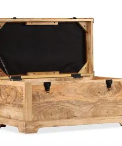 vidaXL Storage Bench Genuine Leather and Solid Mango Wood 80x44x44 cm