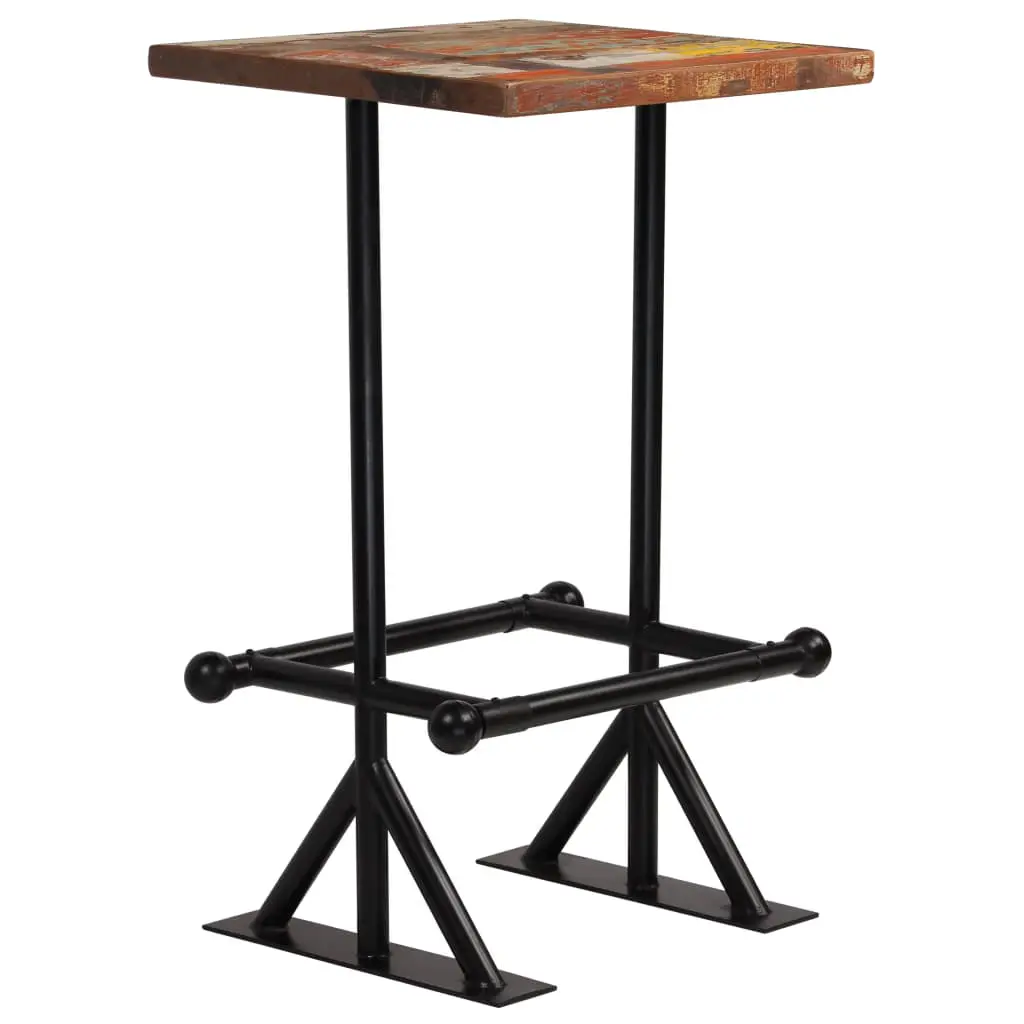 vidaXL Bar Table Solid Reclaimed Wood Multicolour 60x60x107 cm