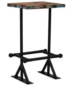 vidaXL Bar Table Solid Reclaimed Wood Multicolour 60x60x107 cm