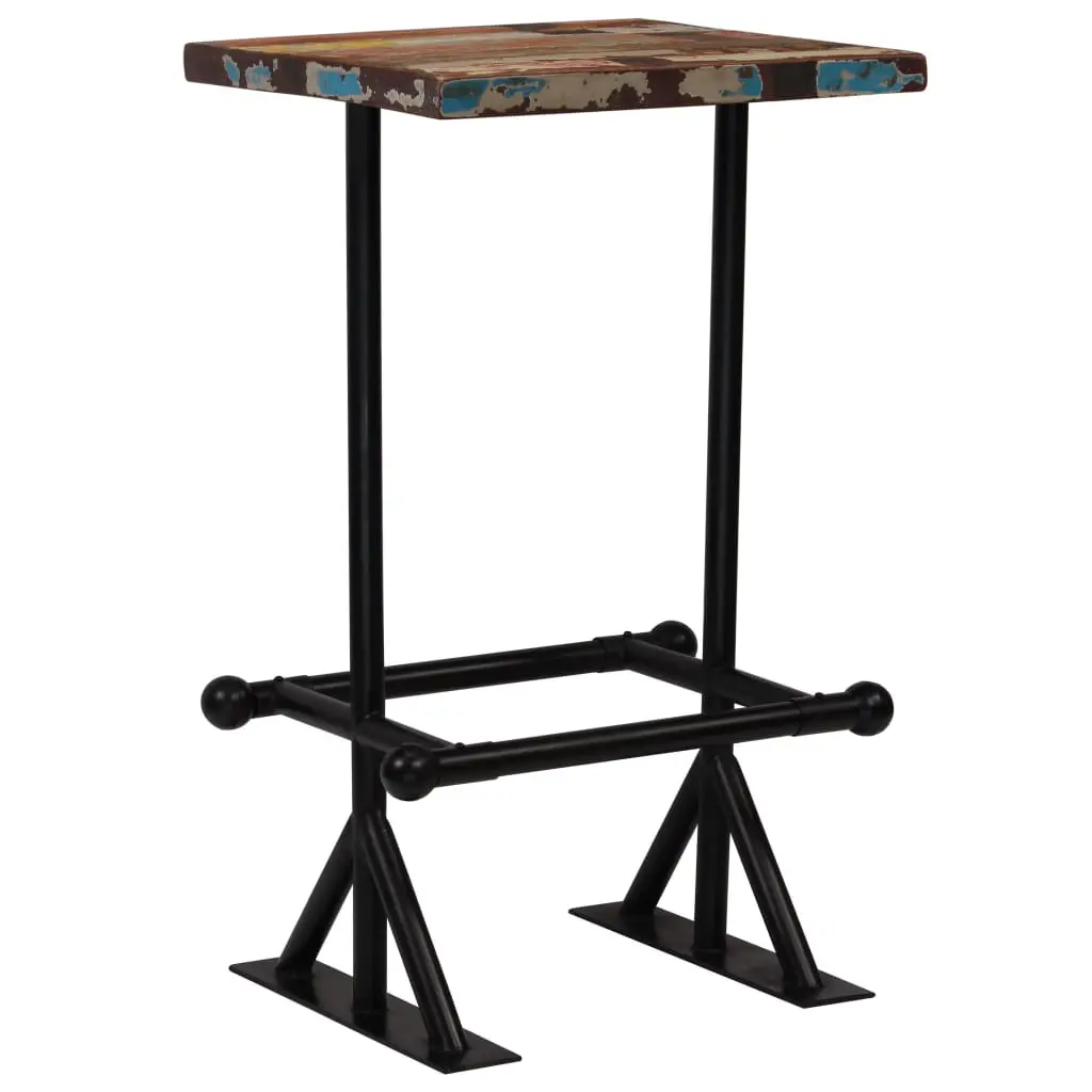 vidaXL Bar Table Solid Reclaimed Wood Multicolour 60x60x107 cm