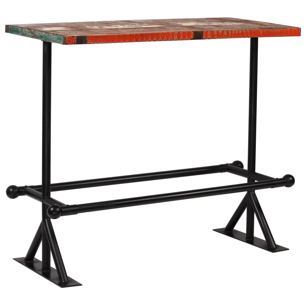 vidaXL Bar Table Solid Reclaimed Wood Multicolour 120x60x107 cm