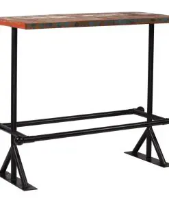 vidaXL Bar Table Solid Reclaimed Wood Multicolour 120x60x107 cm
