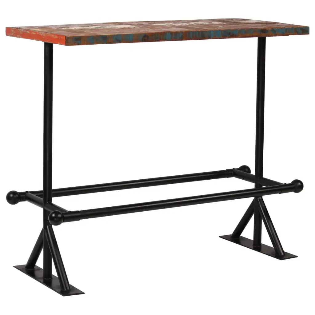 vidaXL Bar Table Solid Reclaimed Wood Multicolour 120x60x107 cm