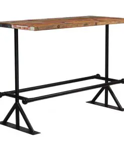 vidaXL Bar Table Solid Reclaimed Wood Multicolour 150x70x107 cm