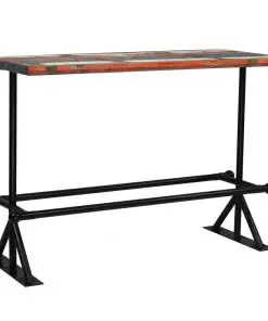 vidaXL Bar Table Solid Reclaimed Wood Multicolour 150x70x107 cm