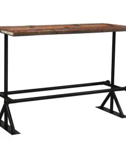 vidaXL Bar Table Solid Reclaimed Wood Multicolour 150x70x107 cm