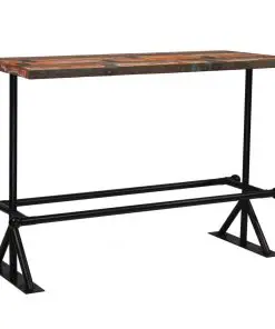 vidaXL Bar Table Solid Reclaimed Wood Multicolour 150x70x107 cm