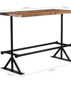 vidaXL Bar Table Solid Reclaimed Wood Multicolour 150x70x107 cm