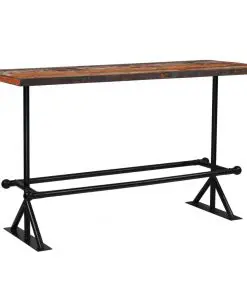 vidaXL Bar Table Solid Reclaimed Wood Multicolour 180x70x107 cm