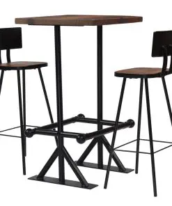 vidaXL Bar Set 3 Piece Solid Reclaimed Wood