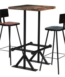 vidaXL Bar Set 3 Piece Solid Reclaimed Wood Multicolour